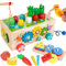 JUSTWOOD 8-in-1 Montessori Spielzeug ab 1 Jahr, Formspiel Angelspiel Specht Fang Würmer Labyrinth Zahnräder Perlen, Geschenk für Kinder im Alter von 1 2 3 4