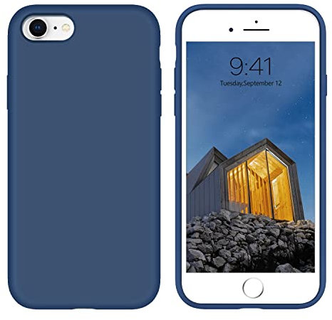 DUEDUE Coque pour iPhone 7/8/SE, Silicone Militaire Antichoc, Doublure Coque de Téléphone pour iPhone 7/8/SE Protection Ecran Intégrale,Toucher Confortable Anti Rayures Etui de iPhone 7/8/SE, Bleu