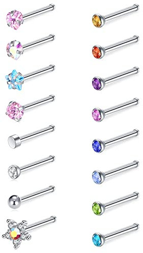 Zolure 20G Edelstahl Strenge Nasenstecker Nasenpiercing Blume Nase Pin Set Cubic Zirkonia Piercing Nase Für Frauen Männer