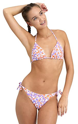 Arena Allover Bikini Triángulo Mujer, Bañador con Tejido Elástico Reciclado de Secado Rápido, Bañador para Mujer con Copas Extraíbles, Top y Slip con Tirantes