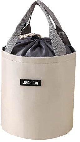 lamphle Lonchera duradera y aislada con cremallera de gran capacidad, asa portátil con cordón, bolsa de almuerzo aislada, suministros de cocina, color beige