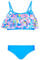Aquarti Mädchen Bikini Set Bustier Bikinislip Zweiteiliger Badeanzug, Farbe: 030E mit Rüschen/Blumen/Rosa/Blau/Gelb, Größe: 134