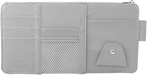 Norhogo Auto Sonnenblende Organizer PU Leder Sun Visor Organizer Sonnenblende Tasche CD-Taschemehrere Taschen, kann Handys, Karten, Sonnenbrillen, Notebooks, Bargeld usw. (Grau)