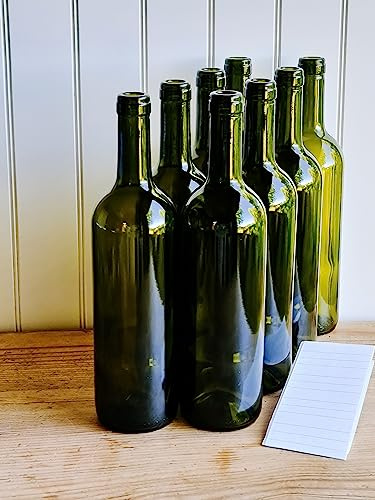Weinflasche 750 ml mit Etiketten Olivgrün Glasflasche Leere Flasche Likör ohne/mit Korken Wein (48 Stk. ohne Korken)