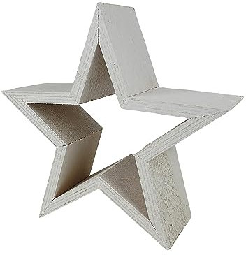 Sesua Deko Holzstern 17cm Weiss Weihnachtsstern Fensterdeko Tischdeko