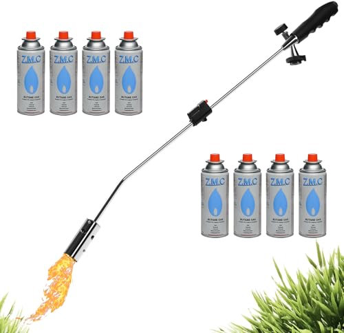 Z.M.C Diserbante per erbacce da 2,5 kW + 8 cartucce di gas da 227 g, diserbante con accensione piezo e regolazione della fiamma continua, dispositivo antincendio fino a 1400 °C per giardino