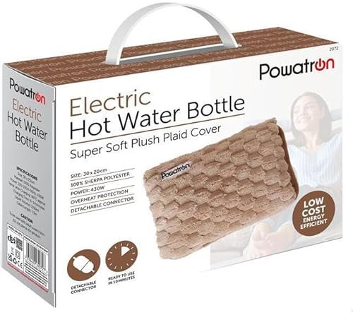 1 Pack Rechargeable Electric Hot Water Bottle Ultra Plush Teddy Plush Bed Hand Warmer Massaging Heat Pad Cozy Pain Relief Fast Heating Auto-Shut Off Function Over-Heat Protection Brown Textured