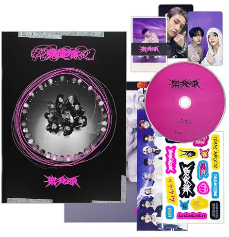 Stray Kids - -Rock-STAR (Strandard - ROLL Ver.) Photobook + CD-R + Photocard + Panorama Mini Poster + Unit Photocard + Sticker + 2 Pin Badges + 5 Extra Photocards