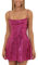 Glitzerndes Spaghettiträgerkleid für Damen, glänzende Pailletten, figurbetontes Minikleid, rückenfrei, A-Linie, Partykleid, Cocktailkleid, Streetwear, A-Rose Red, S