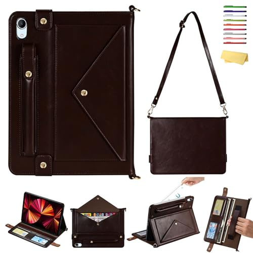 UUcovers Custodia a tracolla per iPad mini 7 (A17 Pro) 2024/iPad Mini 6 custodia 2021 con portapenne, tracolla, cinghia da polso, custodia tascabile per iPad mini 7a/6a generazione da 8,3, marrone