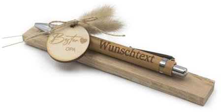 VmG-Store Holz Kugelschreiber als Geschenkidee zum Muttertag Mama Vatertag Geburtstag Papa Oma und Opa Arbeitskollege Freundin Freund (Mit Wunschname, 04 Bester Opa)
