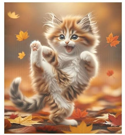 Geschirrspüler-Magnetabdeckung, Motiv: Glückliche Katze, die im Herbst tritt, magnetische Türabdeckung, Vinyl-Dekorplatte, Aufkleber für Zuhause, Küche, Dekoration