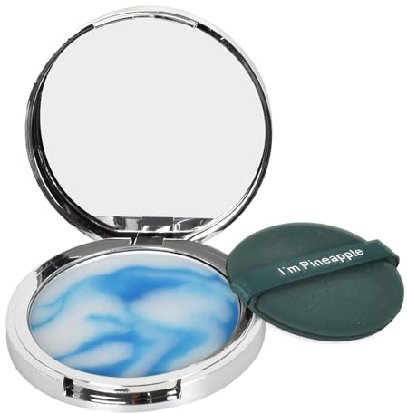 Fixierpuder Make up Transparent, Jelly Make up Puder 10g, Gepresstes Puder | Kompaktpuder mit Spiegel und Puderquaste Rund mit Zufällige Farbe, Gesichtspuder zur Ölkontrolle