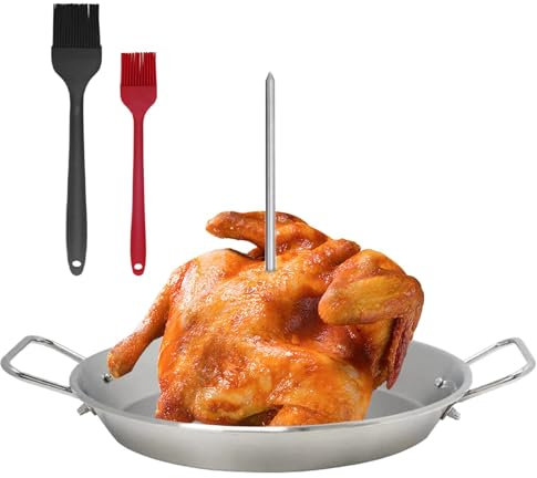 Generic Brocheta Vertical de Acero Inoxidable,Brocheta Vertical BBQ Al Pastor - Soporte para brochetas de parrilla de acero inoxidable,Rejilla para horno Kebab sin placa de goteo, soporte Vertical