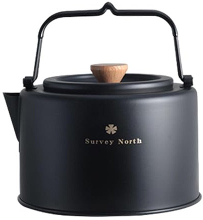 Hervidor de camping para exteriores, cafetera de acero inoxidable de 1 litro, utensilios de cocina de camping con drenaje de té, hervidor de agua para viajes, picnic, mochileros