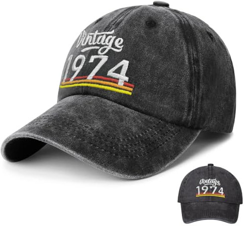 Sugeru Baseball cap-51 Geburtstag Mann | Geburtstag Geschenk Mann, Geschenk für Opa zum Baseballkappe mit Muster, Baseball Cap Herren,Deko Mann(DE/NL/SE/PL, Numerisch, 58, 62, Vintage 1974)