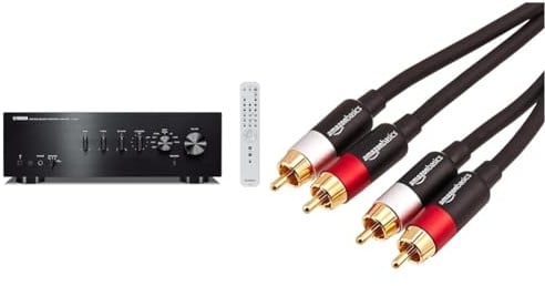 Yamaha A-S301 Amplificatore Integrato, Nero & Amazon Basics - Cavo audio RCA da 2 maschi a 2 maschi, 1.2 m, Nero