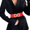 JasGood Damen Breiter Elastischer Taillengürtel Vintage Hüftgürtel Stretchy Kleider Gürtel mit Goldener Schnalle,Rot,80cm