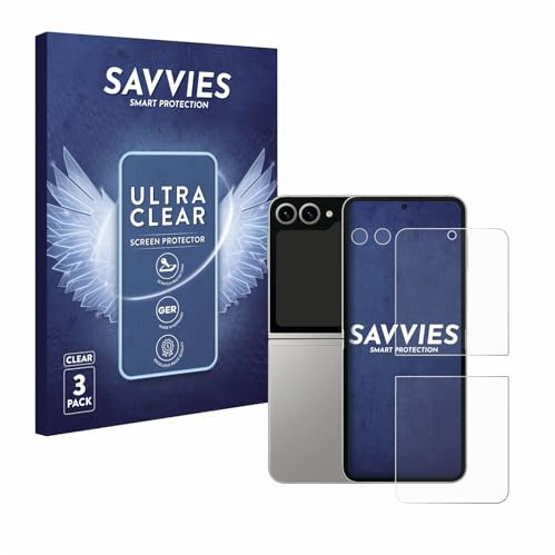 Savvies 6 Stück Schutzfolie für Samsung Galaxy Z Flip 6 (Display+Kamera) Displayschutz-Folie Ultra-Transparent