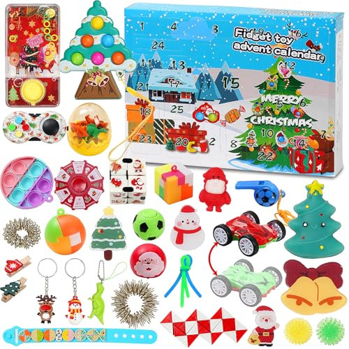 QILICZ Adventskalender 2024 für Kinder, Weihnachts-Countdown-Kalender 24 Tage Weihnachten,Weihnachtskalende Fidget Spielzeug Geschenk für Jungen Weihnachten Geschenk Advent Calendar