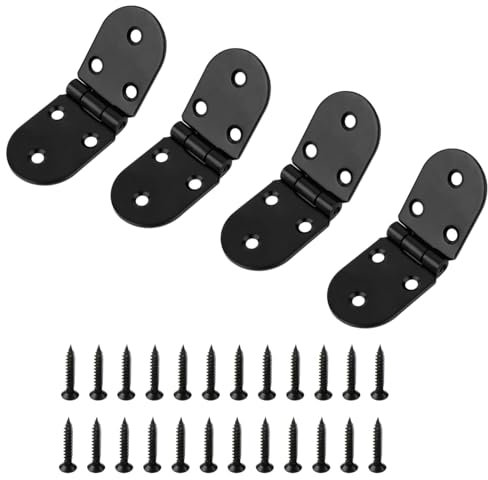 JJiaoLinin Charniere Porte, 4 Pièces Charnière Pliante 180 Degrés,Charnière Invisible,Charnière plate,Flip Top Charnière avec vis, pour Table Pliante, Armoire, Caisse en Bois, Portes(Noir)
