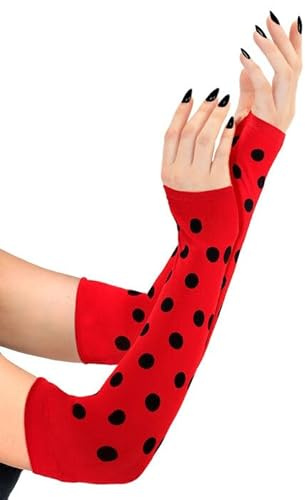 CREATIV DISCOUNT Fingerlose Handschuhe/Armstulpen, Rot mit Tupfen