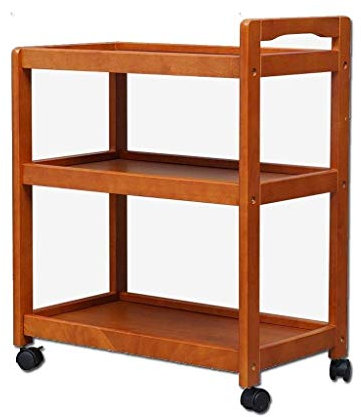 JDSHFEN 3-stufiger Küchenwagen mit Rädern Hausbarwagen Anrichte Regal Beauty-Food-Trolley Rollwagen Universalrollen mit Bremsen für Küche Zuhause Büro,Rot