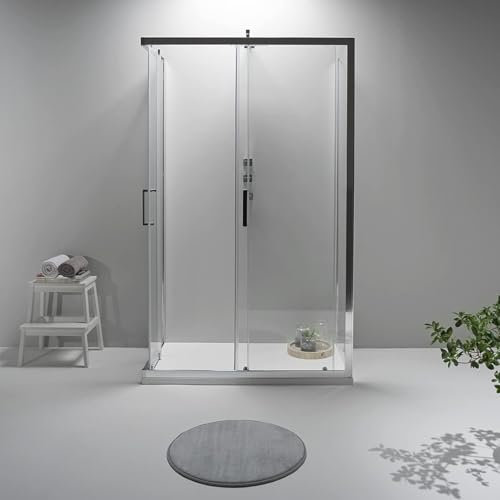 Box Doccia 3 Lati 80x80x80 cm x h190 - Cabina Doccia con Porta Scorrevole, Cristallo Temperato 6mm, Trasparente e Anticalcare con Profilo in Alluminio Cromato e Chiusura Magnetica