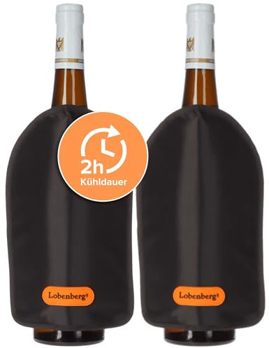 LOBENBERGS Kühlmanschette für Wein, Sekt und Champagner (bis 2h Kühldauer) (2er-Set) - Flaschenkühler - Weinkühler Manschette - Weinmanschette zum Kühlen - Geschenk für Weinliebhaber