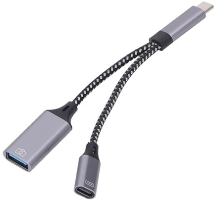 USB C auf USB OTG Adapter und Ladekabel, USB C OTG Splitter mit Schnellladung, 2 in 1 USB Typ C auf USB 3.0 OTG Adapter, für Computer, Telefon, Tablet