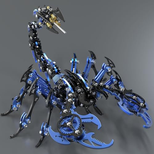 Metalkitor Skorpion 3D-Metall-Puzzles-Kits für Erwachsene und Jugendliche – 454 Teile – Mechanische Montage Modelle – 4 Stunden zum Bauen Dekorationen (Blau und Schwarz)