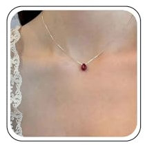 Cimenexe Bohemian Ruby Crystal Teardrop Choker Necklace with Red Oval Pendant