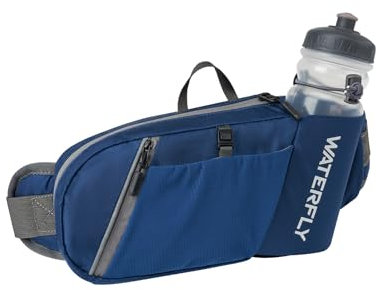 Waterfly Sac Banane Homme Femme: Ceinture de Course avec Porte Bouteille Unisexe Bumbag avec 5 Poches Petite Sacoche Banane de Sport pour Randonnée Cyclisme Balade Ville Vacances Bleu Foncé