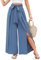 Svanco Palazzo Hose Damen Sommer Weite Plissee Hose Lockere High Waist Paperbag Hosen mit Schlitz