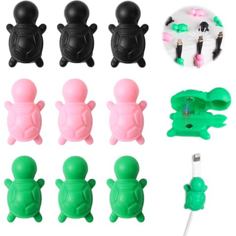 9 Stück Kabel-Clips, Schildkröten-Stil Kabel-Organizer, Kabel-Management, selbstklebendes USB-Kabelhalter-System, ideal für Zuhause, Büro, Auto, Nachttisch, Schreibtischzubehör(rosa+grün+schwarz)