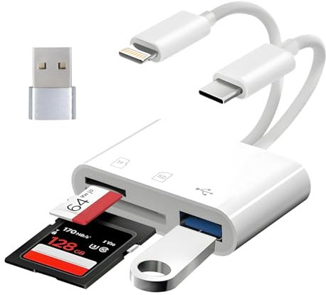 Carehabi 6 in 1 Multifunktions Kartenlesegerät mit Speicherkartensteckplatz, USB/USB-C Anschluss, Micro SD Kartenleser für PC Telefon Tablet Headset, SD Card Reader Unterstützt SDHC/SDXC/MMC