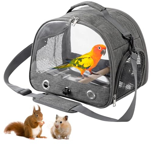 Bordeag Sac De Transport pour Oiseaux, Sac De Voyage pour Perroquet, Cage De Voyage Portable Sac À Dos Oiseaux Sac À Dos avec Perchoir Debout, Plateau en Acier Inoxydable pour Perroquet, Perruche