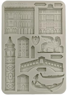 Stamperia - Silicon Mould A5 for Scrapbooking, Bullet Journals and More, Non-Stick Surface, Suitable for Air-Dry Clay, Resin and More, Perfect for Crafts and Gifting (Venice, City of Art - Monuments)