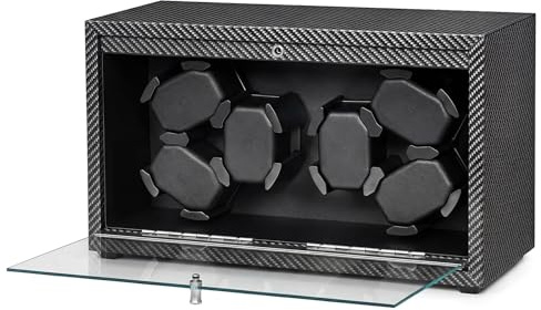 Zertylre 6 Uhrenbeweger für Automatikuhren, Superleiser Motor, 4 Rotationsmodi Mit Led-Leuchten, Einziehbares Kissen, Uhrenbewegerbox FüR Damen- Und Herren-Uhren