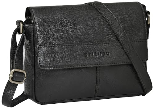 STILORD Miley Elegant Small Leather Handbag Cross Body Bag Women Vintage Ladies Shoulder Bag Genuine Leather Womens Crossbody Bags with Zip & Long Strap for Leisure Colour:Black