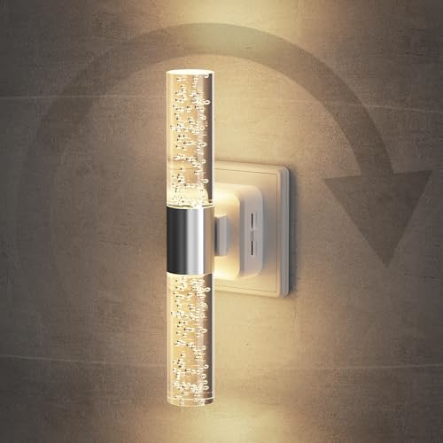 Emeritpro Nachtlicht Steckdose mit Dämmerungssensor, Dimmbar, Drehbar 180° | 1W LED Nachtlicht, Acryl Steckdosenlicht 3000K Warmweißes, für Kinderzimmern, Fluren, Schlafzimmern, Treppen, 1 Stück