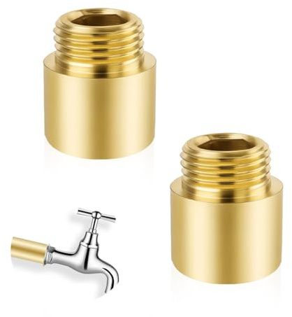Yisphere 2 Stück Hahnverlängerung 1/2 IG x 1/2 AG x 15 mm, Messing Verlängerung Fitting für Trinkwasser & Heizung, Gewindeverlängerung, Anschlussstück