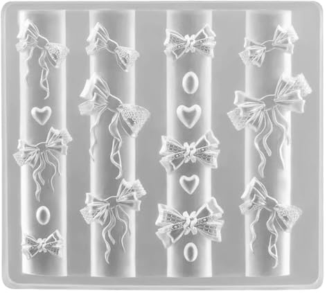 Silikon-Nagelformen mit Schleifen-Design, professionelle Nagelkunst-Schablone, glatt, zart für 3D-Nageldekoration, wiederverwendbare Schleifen-Nagel-Charm-Form für Harz- und Gel-Bastelarbeiten