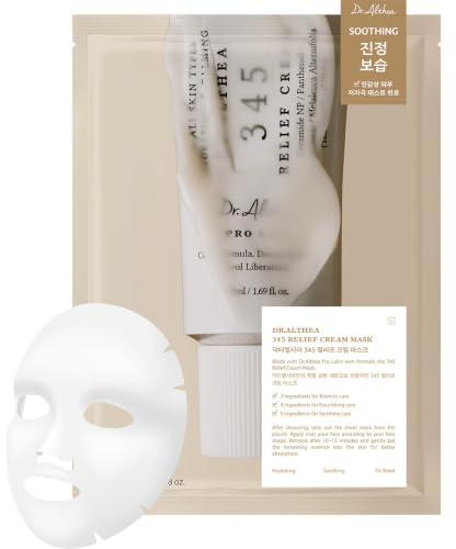 Dr.Althea 345 Relief Cream Mask (Pack of 4), Korean Vegan Skin Care | Daily Soothing Recovery and Blemish Care with Niacinamide & Tea Tree Leaf Water, Deep Hydration & Skin Barrier Care