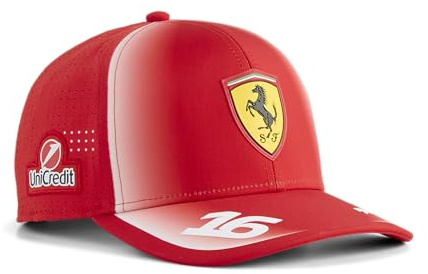 PUMA Scuderia Ferrari F1 2026 Leclerc Kinder-Kappe - Rot - Einheitsgröße | Gebogene Krempe mit verstellbarem hinteren Verschluss, Kinderverstellbare Passform
