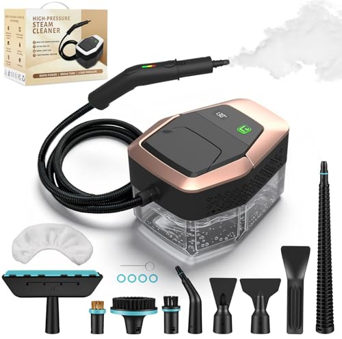 Dampfreiniger, Dampfreiniger Handgerät 1500W unter Druck, 15 s Aufheizzeit, 1,8 l Wassertank, handdampfreiniger mit 12PCS Zubehör für Auto, Zuhause, Küche