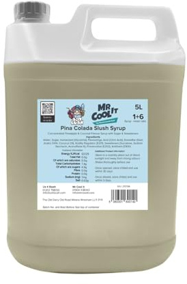 Mr Cool It Pina Colada Cocktail Slush Syrup 5L - Reduced Sugar Frozen Drink Mix, 6:1 Concentrate, Suitable for All SLUSHI Machines, Vegan, Halal & Gluten Free