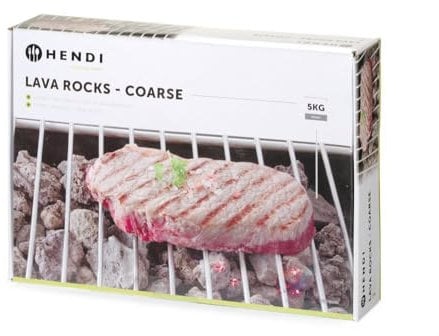 HENDI Piedras lava, gruesas, relativamente grandes, adecuadas para diferentes tipos de parrillas de gas, 5kg, en caja