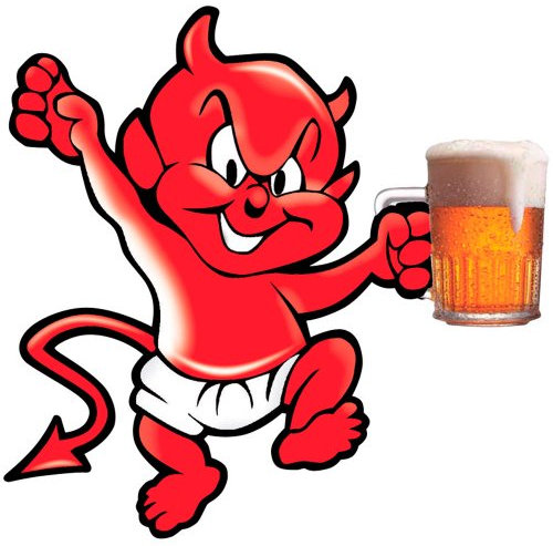 Avisa Aufkleber Devil with Beer - 10,5x10,5cm