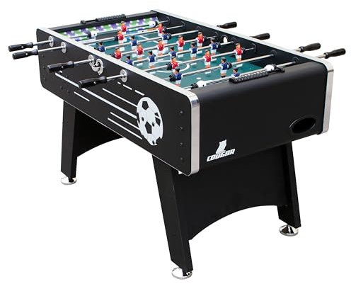 COUGAR Arena Tischkicker | Höhenverstellbarer Kickertisch mit Teleskopstangen in Schwarz | Fußballtisch inkl. 4 Bälle & Punktezähler | Indoor Tischfußball für Kinder & Erwachsene